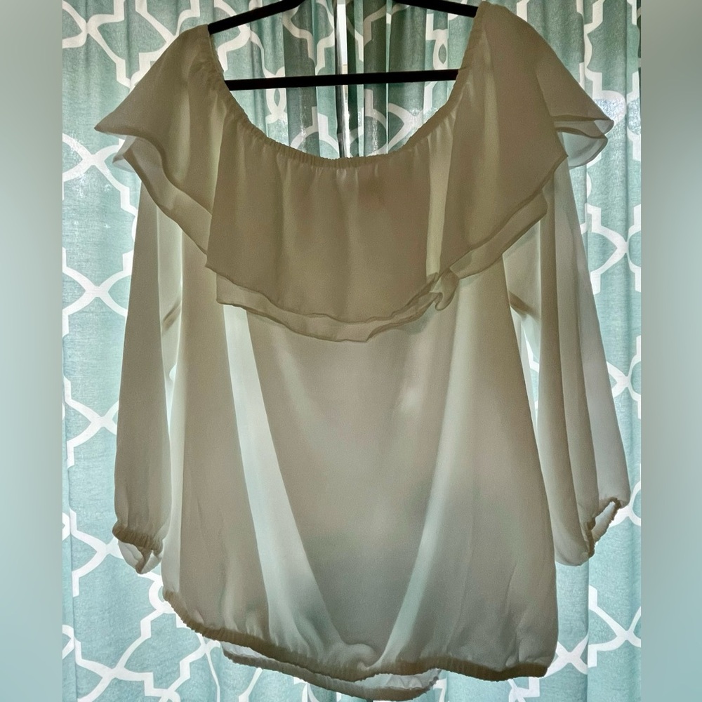 Michael Kors Sleeve Ruffle Peasant Top